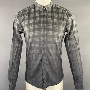 HUGO BOSS Size M Grey Plaid Cotton Long Sleeve Shirt